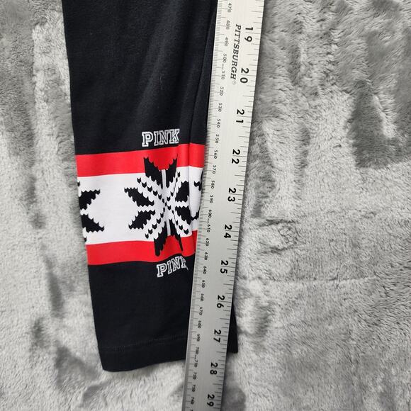 PINK Victoria's Secret Yoga Pants Womens S Black Red White Fair Isle Snowflake - Picture 7 of 9